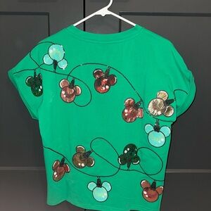 Green Disney Christmas light mouse shirt